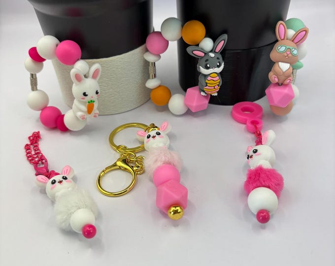 Bunny Rabbit Stanley Cup Bracelet:  Cup Handle Bracelet | Straw Charm  | Easter