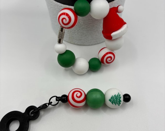 Christmas Hat Stanley Cup Bracelet:  Cup Handle Bracelet | Straw Charm | Holiday  | Hat |