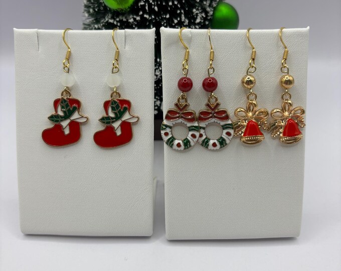 Christmas Earrings | Holiday Earrings | Christmas Earrings  | Wreath