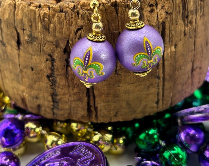 Mardi Gras | New Orleans | Fleur-de-Lis earrings |  Mardi Gras Earrings