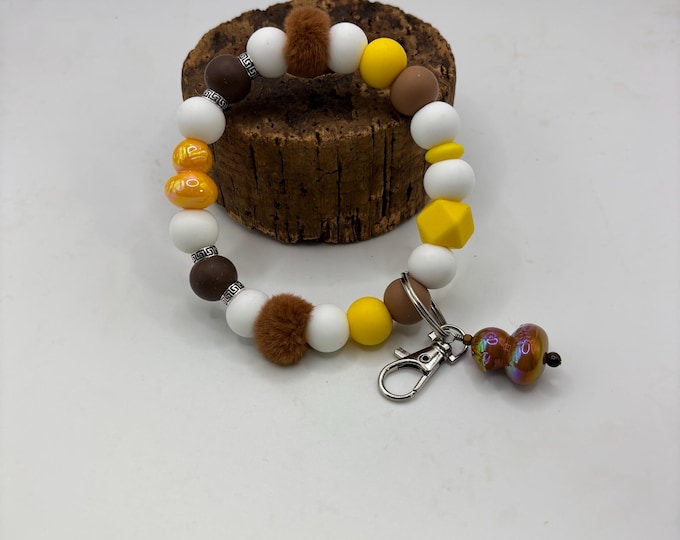 Duck Theme Beaded Wristlet Keychain  | Keychain with Silicone and Duck Charm | Keychain | Key Fob | Wristlet | Cruise