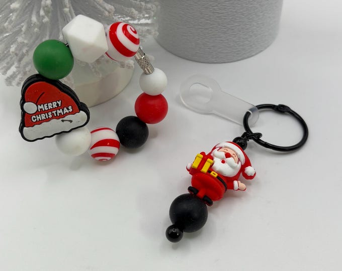 Christmas Hat Stanley Cup Bracelet:  Tumbler Straw Charm | Purse Bracelet | Holiday | Hat