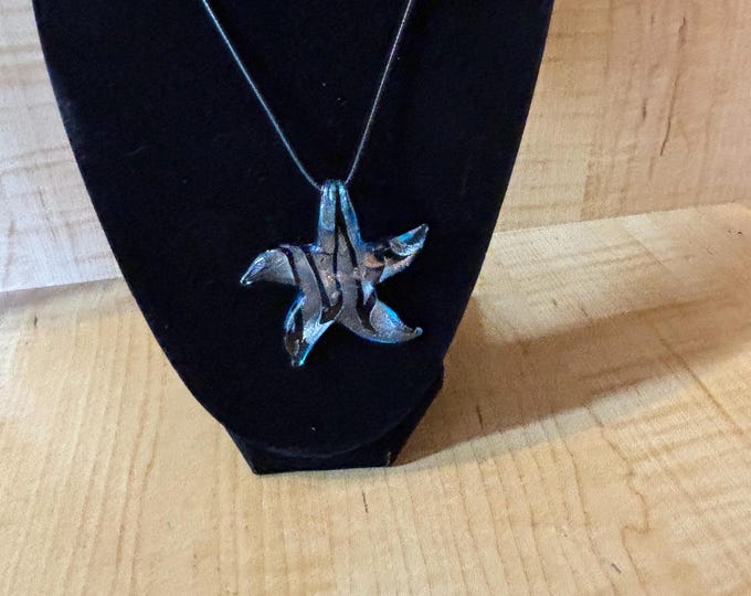 Blue glass Starfish Necklace | Glass Starfish Pendant Necklace | Starfish Jewelry | Starfish Pendant Necklace | Necklace with Cord