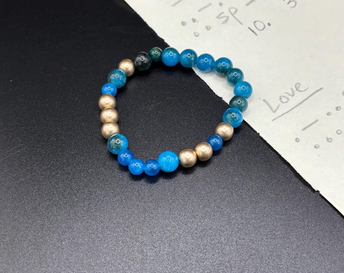 Blue Tiger Eye Gemstones | Gemstone bracelet | Stretch Bracelet | Morse Code bracelet | Love