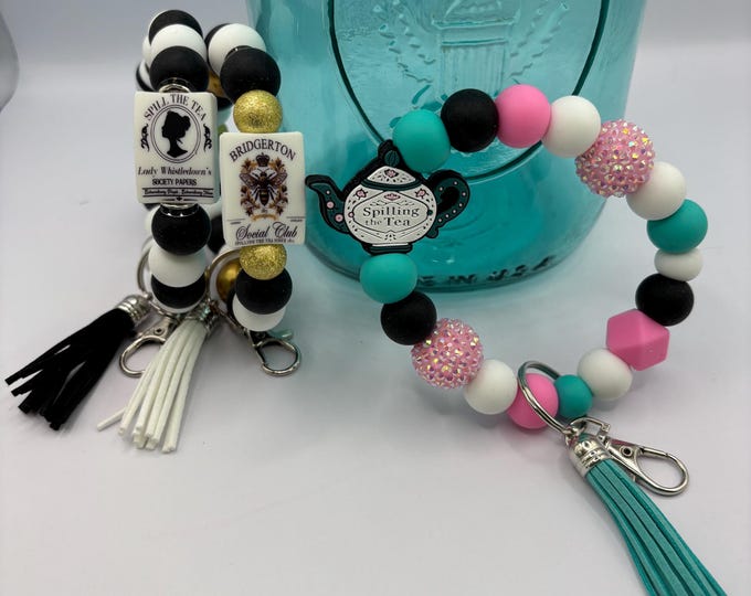 Girly Beaded Wristlet Keychain  | Keychain with Silicone and tassel | Keychain | Key Fob | Wristlet | Ton Inspired