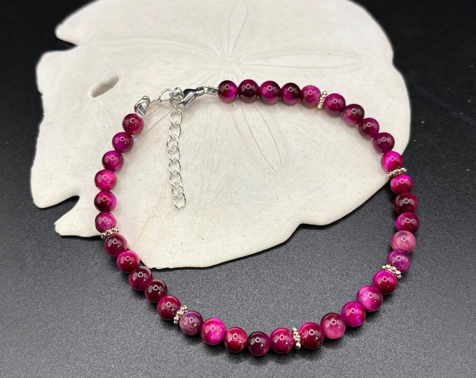 Pink Tigers Eye Gemstone Anklet |  Ankle Bracelet | Gemstone Ankle Bracelet | Anklet