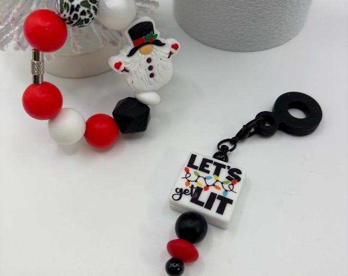 Christmas Gnome Stanley Cup Bracelet:  Tumbler Straw Charm | Holiday  | Gnome |