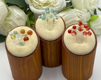 Size 6 1/2 NEW STYLE : Lampwork Glass Bubble Rings | Murano Inspired Glass Rings | Statement Rings | Floating Polka Dots