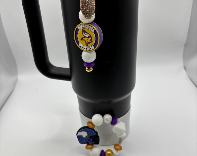 Football Tumbler Accessories |  Stanley or Other Tumbler Cup Handle Bracelets | Straw Charms | Football team | Football charm