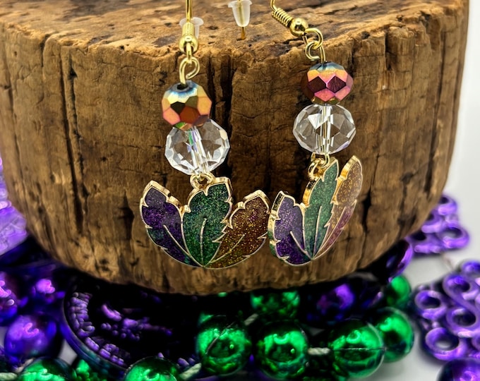 Mardi Gras | New Orleans | Feather earrings |  Mardi Gras Earrings