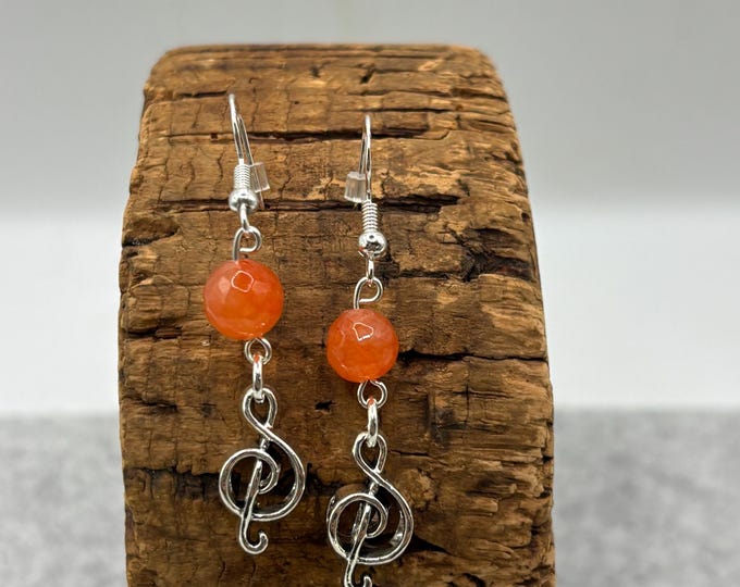 Music Theme  Earrings | Sterling Silver Ear  Wires | Guitar  Earrings | Band Earrings | Gemstone Accent