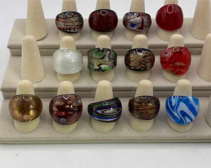 Size 7 1/2 Lampwork Glass Rings | Murano Inspired Glass Rings