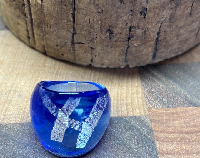 Blue Murano Inspired Glass Ring | Statement Ring | Lampwork Ring|