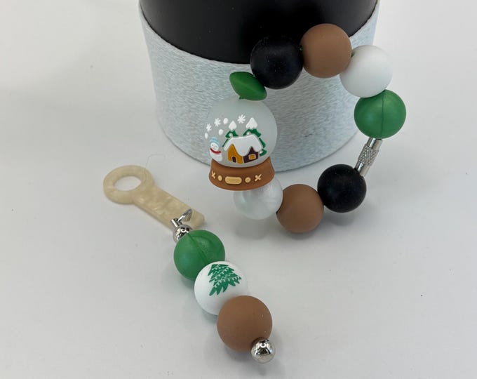 Christmas Snow Globe Stanley Cup Bracelet:  Cup Handle Bracelet | Straw Charm | Purse Bracelet | Snow Globe  | Holiday
