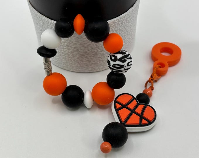 Basketball Stanley Tumbler Straw Charm  | Handle Charm | Silicone Focal Beads | Basketball