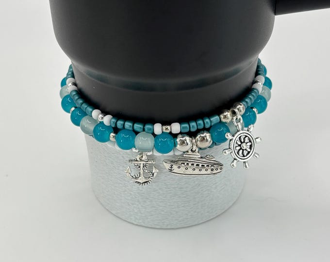Cruise Ship | Anchor | Ship Wheel | Stanley Cup Bracelet | Tumbler Cup Accessories | Stanley Charm Bracelet | Tumbler Bracelet | Stretchy