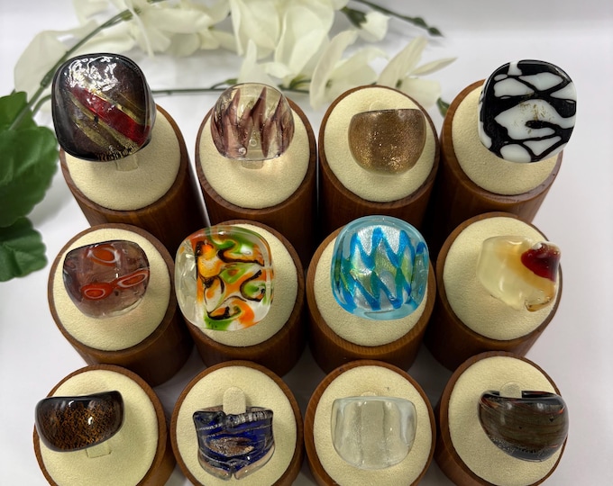 Size 6 | Chunky Statement  Lampwork Glass Rings | Murano Inspired Glass Rings | Statement  Rings