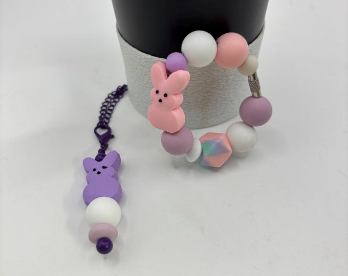 Peeps Bunny Rabbit Stanley Cup Bracelet:  Cup Handle Bracelet | Straw Charm  | Easter
