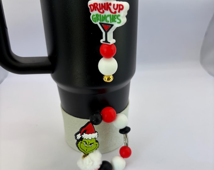 Christmas Grinch Stanley Cup Bracelet:  Cup Handle Bracelet | Straw Charm | Holiday | Grinch |