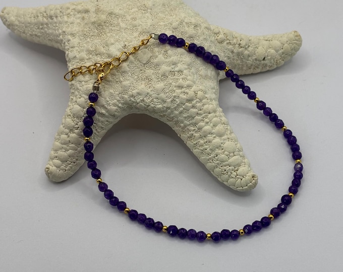 Amethyst Gemstone Anklet | Amethyst  Ankle Bracelet | Gemstone Ankle Bracelet | Minimalist Anklet