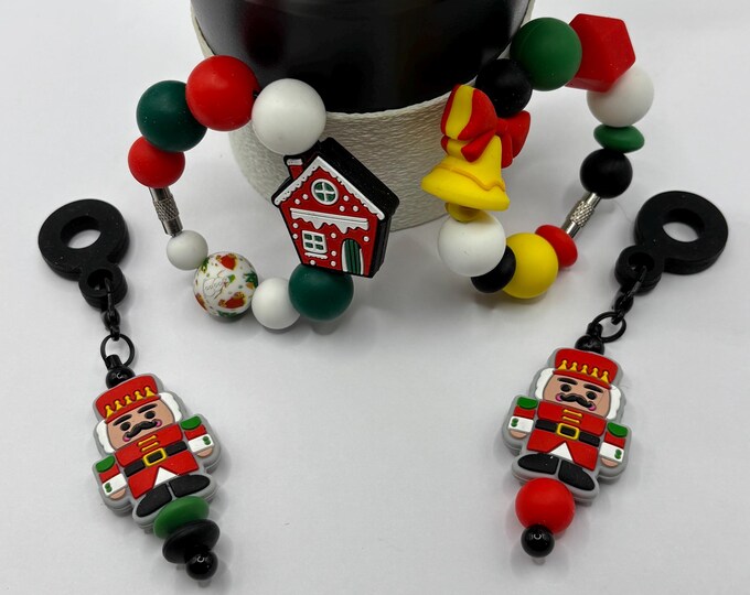 Christmas Nutcracker Stanley Cup Bracelet:  Cup Handle Bracelet | Straw Charm |  Holiday | Cottage