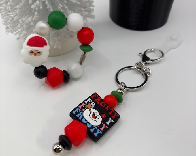 Christmas Frosty Stanley Cup Bracelet:  Cup Handle Bracelet | Straw Charm | Holiday | Snowman