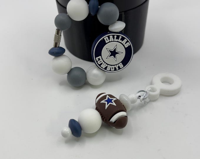Football Tumbler Accessories |  Stanley or Other Tumbler Cup Handle Bracelets | Straw Charms | Football team