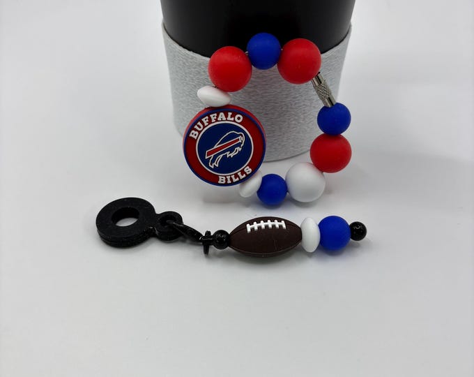 Football Tumbler Accessories |  Stanley or Other Tumbler Cup Handle Bracelets | Straw Charms | Football Team