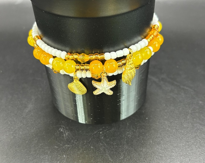 Coastal Set Stanley Cup Bracelet | Tumbler Accessories | Stanley Charm Bracelet | Tumbler Bracelet | Stretchy Cup Bracelet