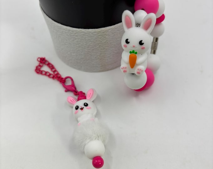 Bunny Rabbit Stanley Cup Bracelet:  Cup Handle Bracelet | Straw Charm  | Easter