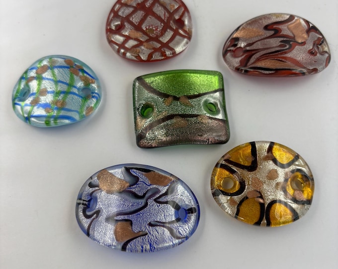 Lampwork Glass Pendant or Cuff Bracelet Focal Pieces | Two Hole Lampwork  |