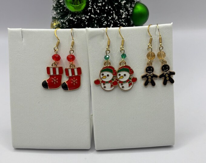 Christmas Snowman Earrings | Holiday Earrings | Christmas Earrings |
