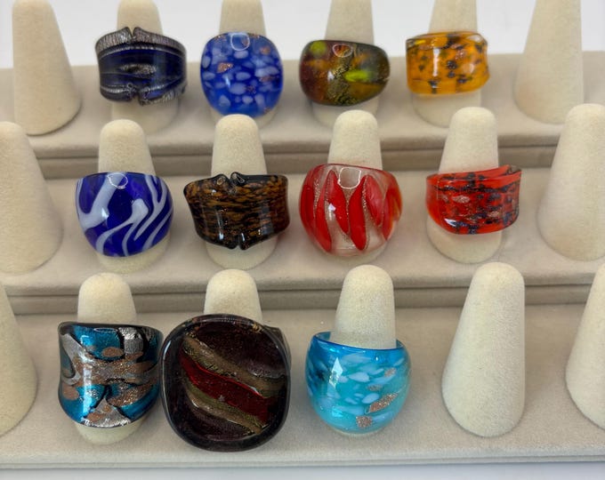 Size 8 Assorted Glass Rings | Murano Inspired Glass Rings