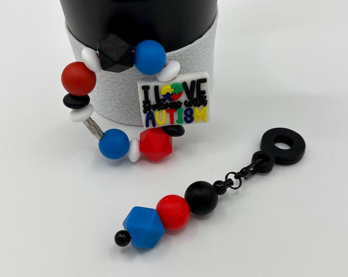 Autism Awareness Stanley Cup Bracelet:  Cup Handle Bracelet | Straw Charm | Purse Bracelet |