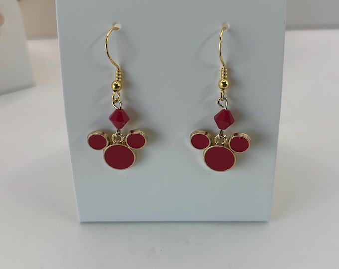Mouse Silhouette Earrings  | Mouse Ears Earrings | Swarovski Crystal Accents
