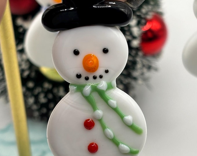 Murano Inspired Snowman Ornaments | Lampwork Ornament  | Snowman Glass Ornament  |  Christmas Ornament |