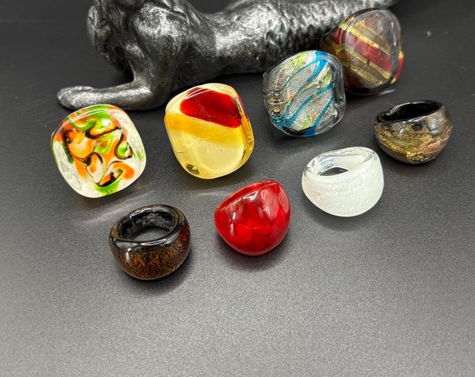 Size 6 |  Assorted Glass Rings | Murano Inspired Glass Rings
