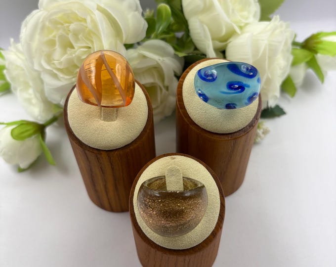 Size 9 Set of 3 | Lampwork Glass Rings | Millefiori Glass Rings | Murano Inspired Glass Rings | Statement Rings | 1 Price 3 Rings
