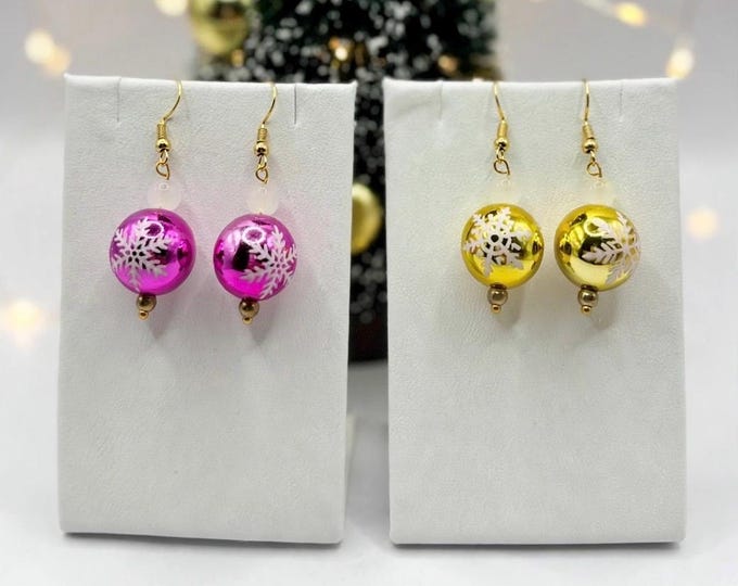 Snowflake Earrings | Holiday Earrings |  Moonstone Accent | Christmas Earrings |