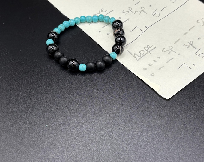 Turquoise Howlite Gemstones | Hope bracelet | Stretch Bracelet | Morse Code bracelet | Hope