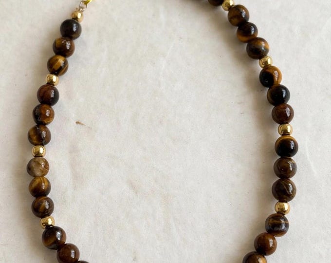 Tiger Eye Gemstone Anklet |  Tiger Eye Ankle Bracelet | Gemstone Ankle Bracelet | Minimalist Anklet