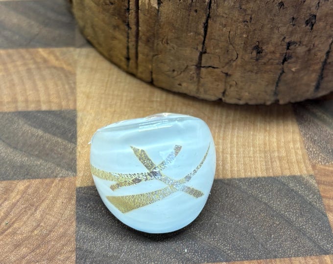 White Murano Inspired Glass Ring | Statement Ring | Lampwork Ring|