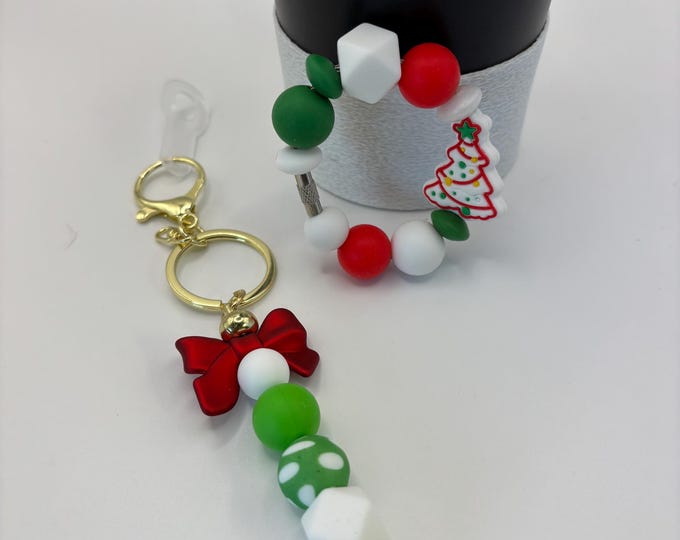 Christmas Tree  Stanley Cup Bracelet:  Cup Handle Bracelet | Straw Charm | Purse Bracelet | Santa | Holiday