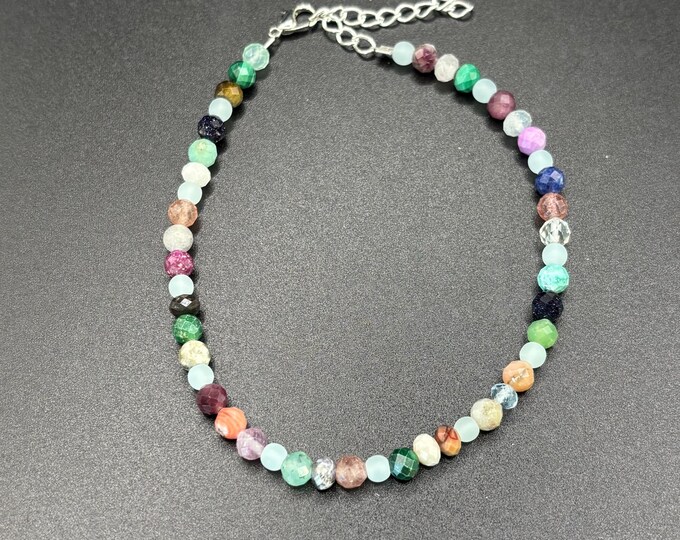 Multi Colored  Gemstone Anklet |  Ankle Bracelet | Gemstone Ankle Bracelet | Anklet | 6mm gemstones