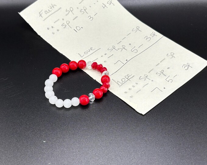 Red Coral | Moonstone Gemstones | Gemstone bracelet | Stretch Bracelet | Morse Code bracelet | Hope