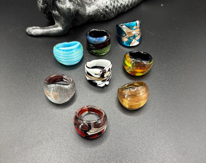 Size 8 Assorted Glass Rings | Murano Inspired Glass Rings