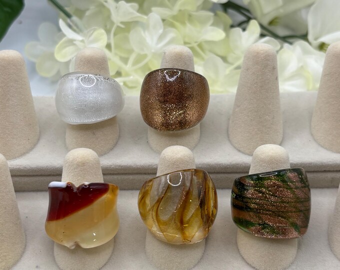 Size 5  3/4 |  Murano Inspired Glass Ring | Size 5 3/4 | Statement Ring | Lampwork Ring| Thick Style