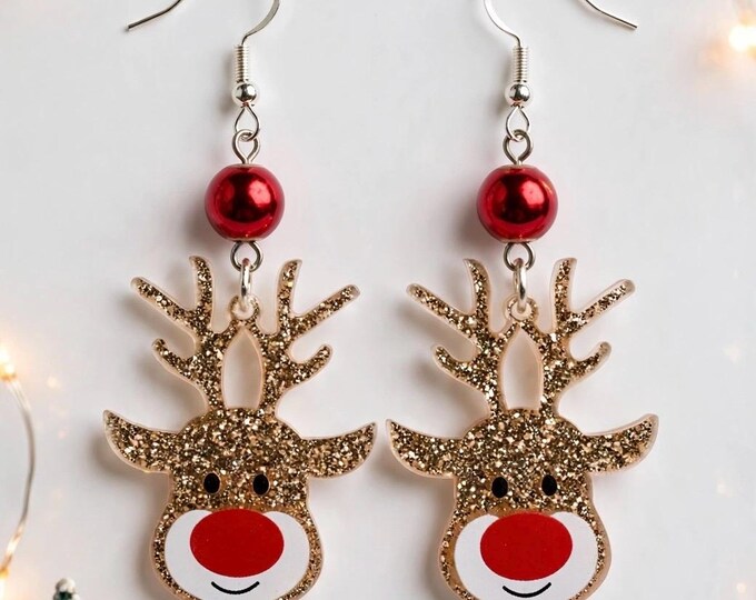 Reindeer Earrings  | Holiday Earrings  | Sterling ear wires   | Christmas Earrings |