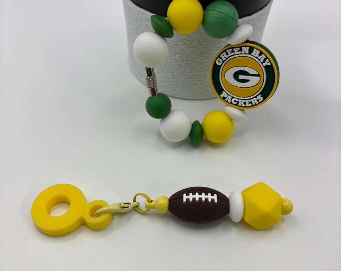 Football Tumbler Accessories |  Stanley or Other Tumbler Cup Handle Bracelets | Straw Charms | Football