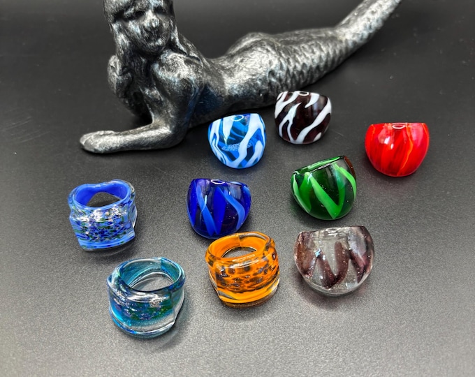 Size 7 Assorted Glass Rings | Millefiori Glass Rings | Murano Inspired Glass Rings